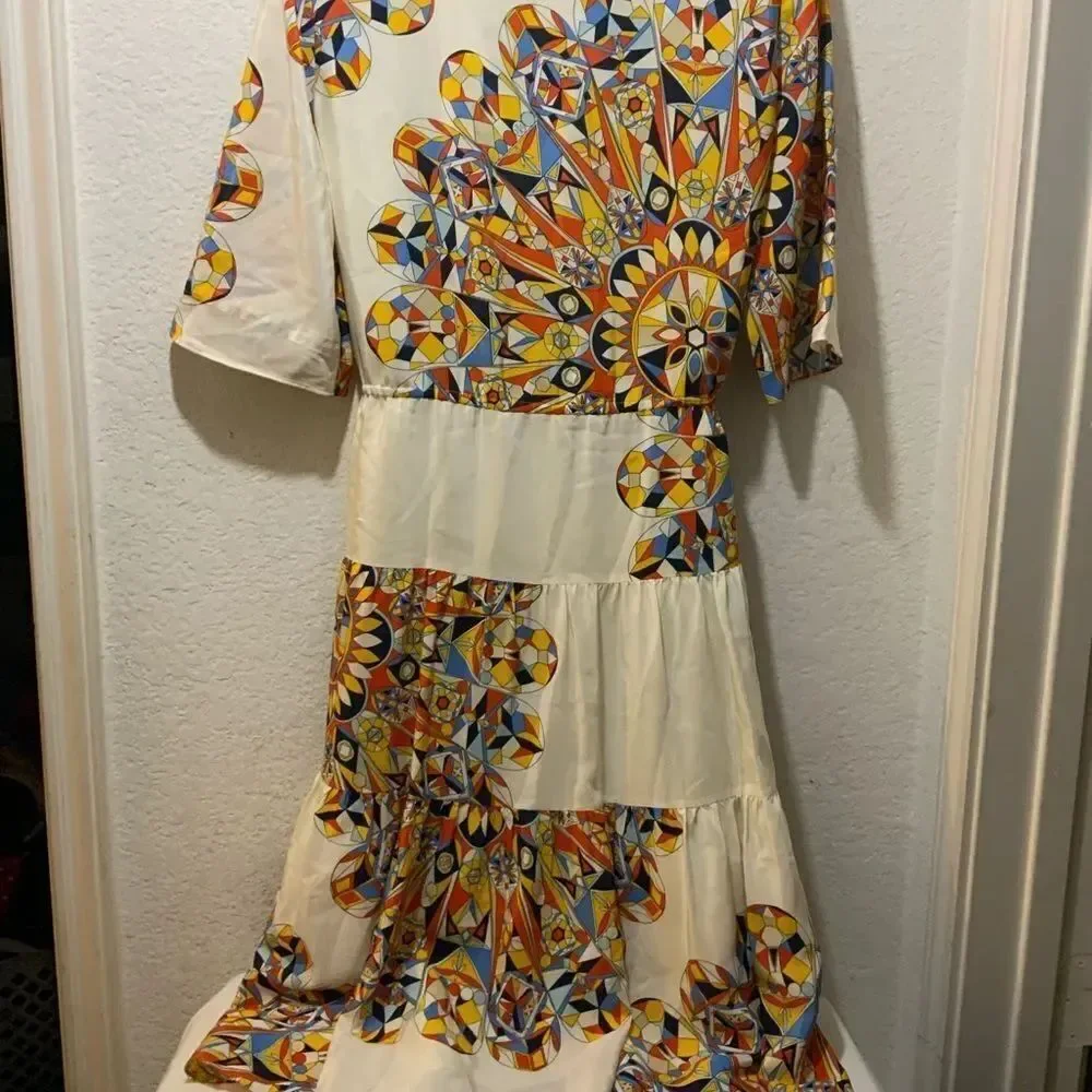 Tory Burch Arabella Psychedelic Silk Dress Sz small